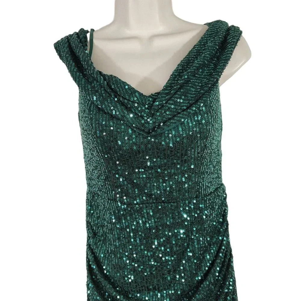 City Studio Green Sequin Dress Bodycon Juniors Size 5 Homecoming Cocktail Party - Picture 2 of 7